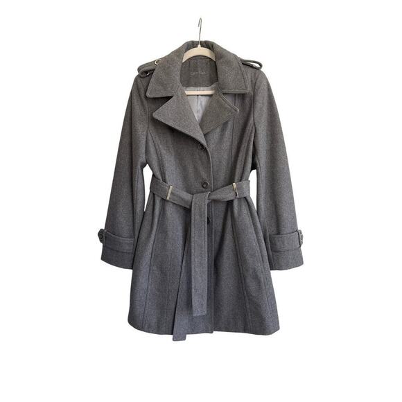 Calvin Klein Jackets & Blazers - Calvin Klein Wool Blend Belted Wrap Coat – Gray – Size Medium